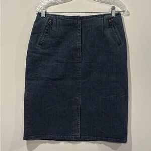 Talbots Stretch Denim Jean Skirt Zippered Pockets Womens Size 8‎ (1893)